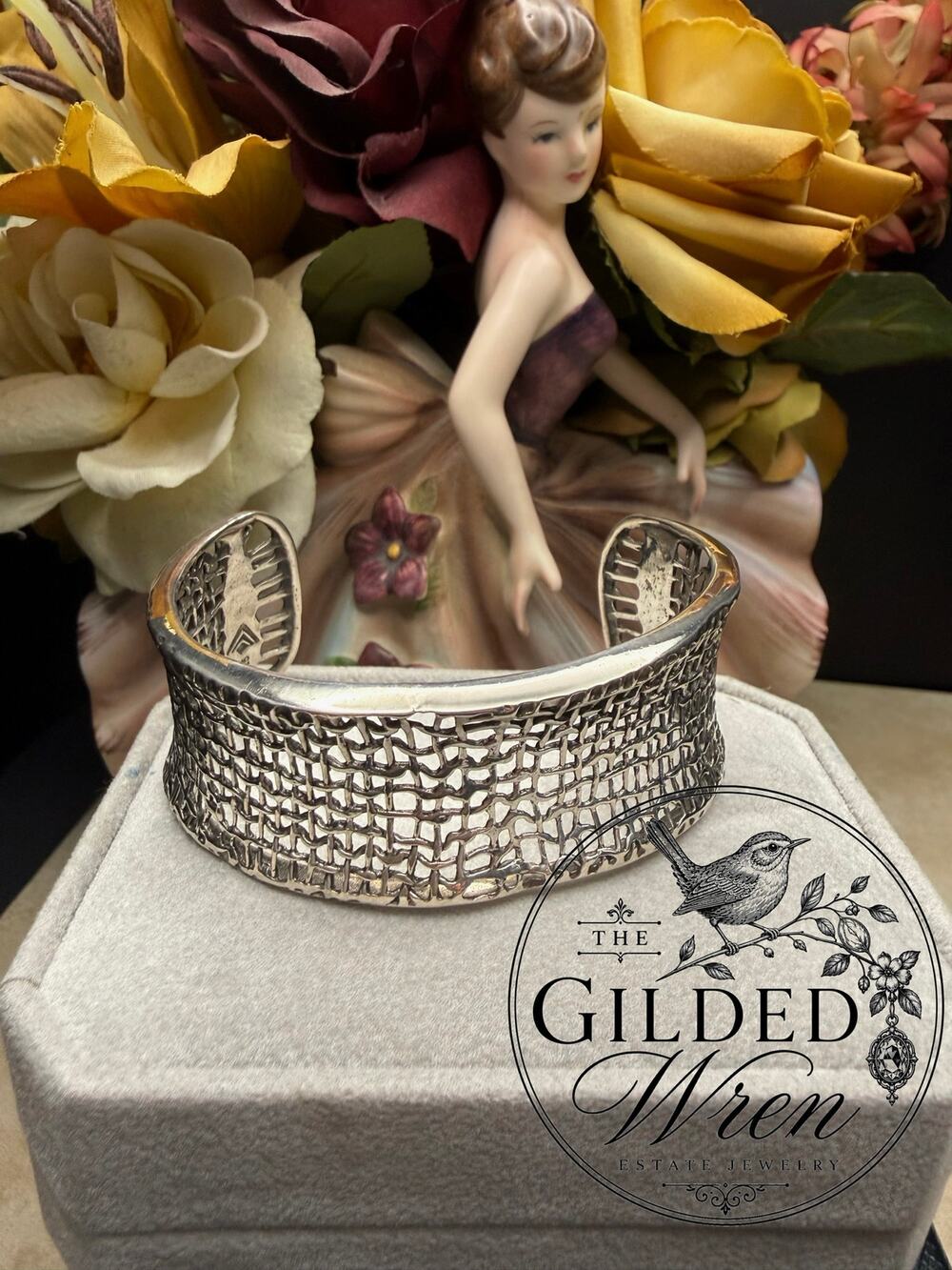 Retired Silpada B1625 Sterling Silver Woven Mesh Cuff Bracelet 925 23.31g